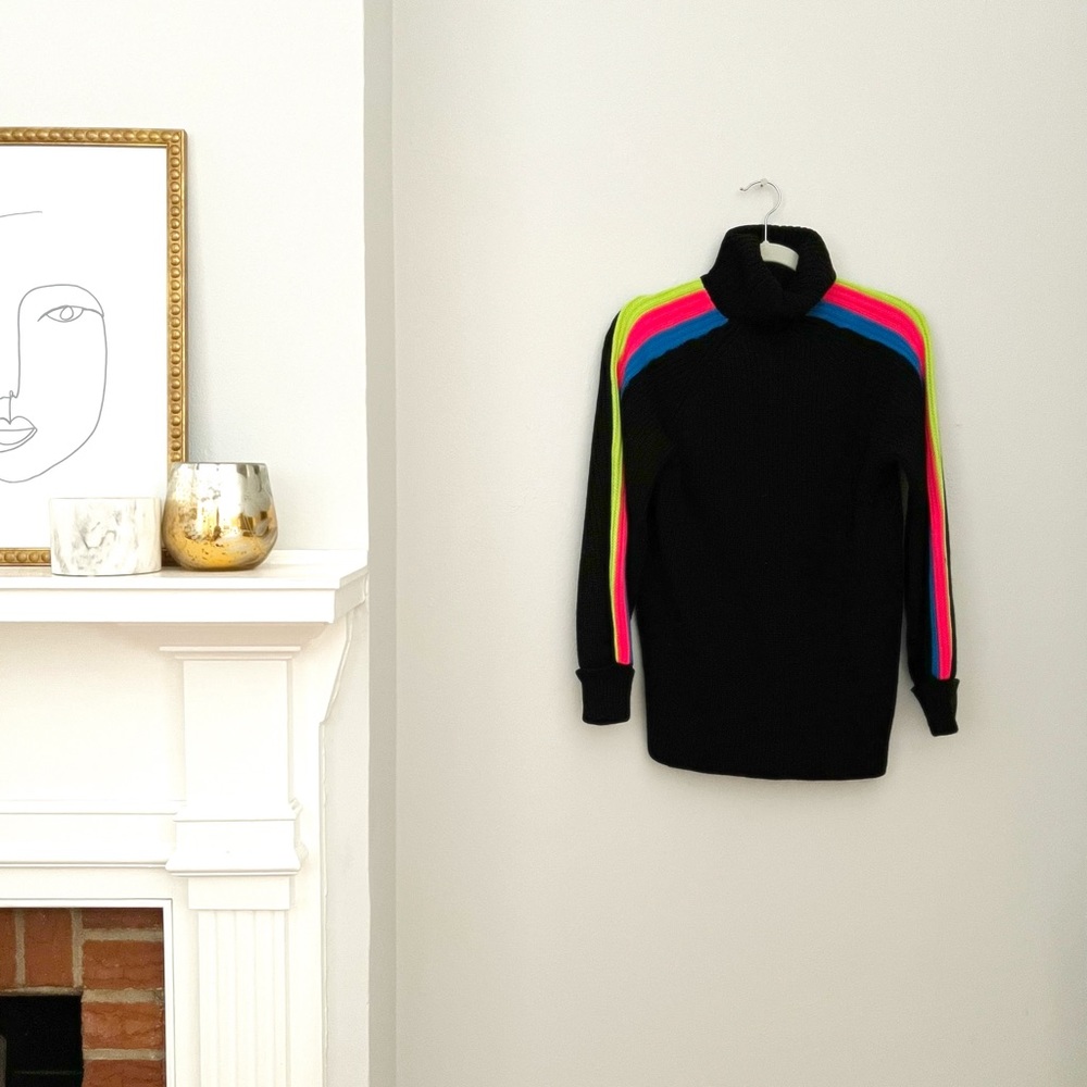black & neon stripped turtle neck / size small / future collective